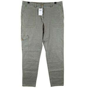 J. Jill Cargo Pants Utility Pockets Stretch Twill LTDustyOLV‎ Olive Green Sz 12